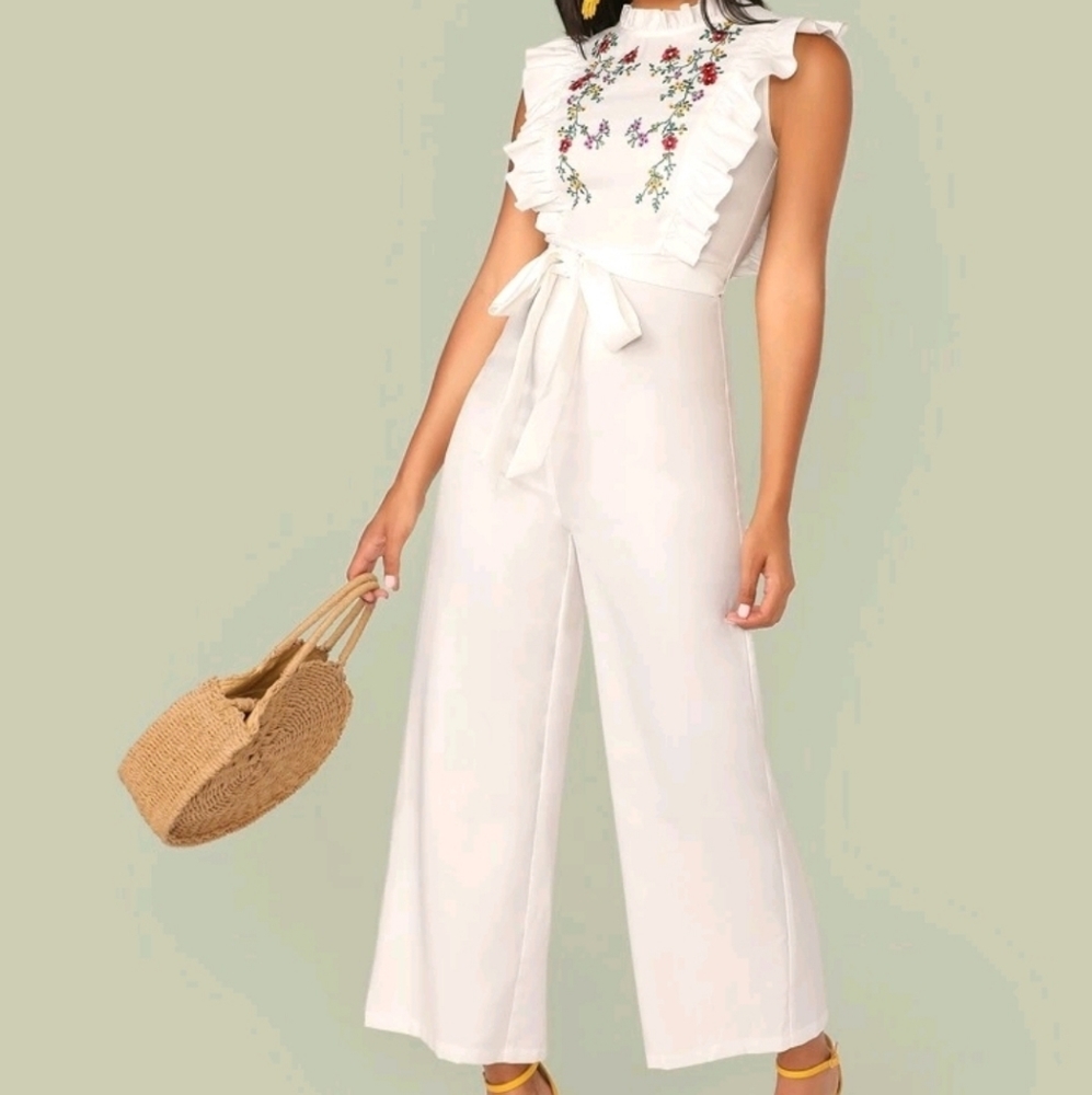 White floral jumpsuit